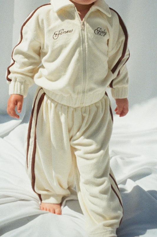 Terry Toweling Tracksuit Set Cream